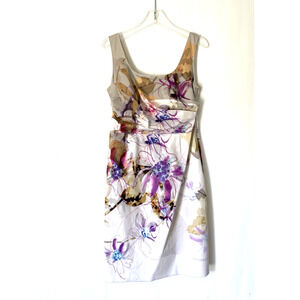 Elie Tahari Womens Dress 10 Sleeveless Bodycon Knee Floral Modern Formal Cocktai